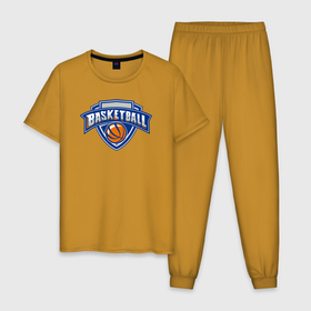 Мужская пижама хлопок с принтом Basketball team в Курске, 100% хлопок | брюки и футболка прямого кроя, без карманов, на брюках мягкая резинка на поясе и по низу штанин
 | 