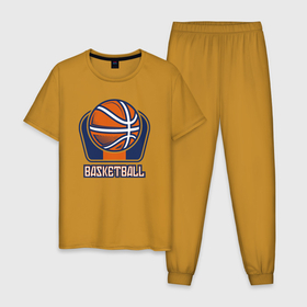 Мужская пижама хлопок с принтом Style basketball в Курске, 100% хлопок | брюки и футболка прямого кроя, без карманов, на брюках мягкая резинка на поясе и по низу штанин
 | 