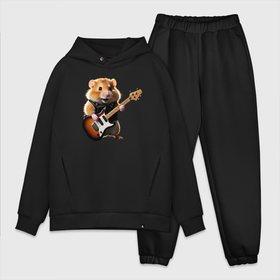 Мужской костюм oversize хлопок с принтом Хомяк певец в Ухте,  |  | 