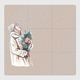 Магнитный плакат 3Х3 с принтом Снежинки ртом ловила в Петрозаводске, Полимерный материал с магнитным слоем | 9 деталей размером 9*9 см | Тематика изображения на принте: 