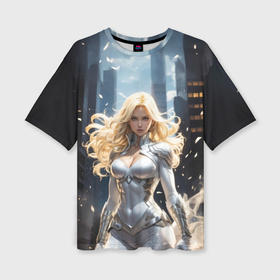 Женская футболка oversize 3D с принтом Девушка супергерой в Белгороде,  |  | 