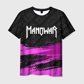 Мужская футболка 3D с принтом Manowar rock legends посередине в Белгороде, 100% полиэфир | прямой крой, круглый вырез горловины, длина до линии бедер | 