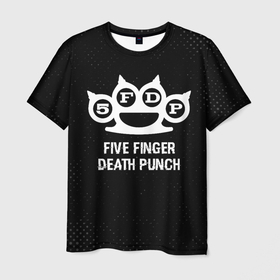 Мужская футболка 3D с принтом Five Finger Death Punch glitch на темном фоне в Белгороде, 100% полиэфир | прямой крой, круглый вырез горловины, длина до линии бедер | 