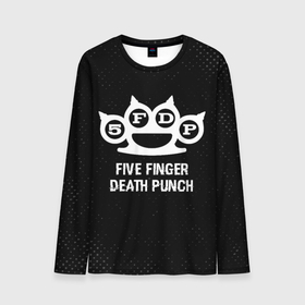Мужской лонгслив 3D с принтом Five Finger Death Punch glitch на темном фоне в Курске, 100% полиэстер | длинные рукава, круглый вырез горловины, полуприлегающий силуэт | Тематика изображения на принте: 