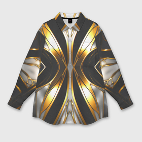 Мужская рубашка oversize 3D с принтом Неоновый узор стальная бабочка в Екатеринбурге,  |  | 