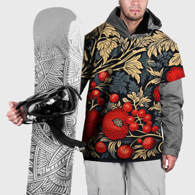 Накидка на куртку 3D с принтом Новогодние  ягодки и узоры в Екатеринбурге, 100% полиэстер |  | Тематика изображения на принте: 
