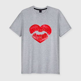 Мужская футболка хлопок Slim с принтом Сердечный поцелуй в Кировске, 92% хлопок, 8% лайкра | приталенный силуэт, круглый вырез ворота, длина до линии бедра, короткий рукав | 