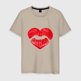 Мужская футболка хлопок с принтом Сердечный поцелуй в Кировске, 100% хлопок | прямой крой, круглый вырез горловины, длина до линии бедер, слегка спущенное плечо. | Тематика изображения на принте: 