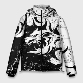 Мужская зимняя куртка 3D с принтом Черно белый дракон 2024 в Белгороде, верх — 100% полиэстер; подкладка — 100% полиэстер; утеплитель — 100% полиэстер | длина ниже бедра, свободный силуэт Оверсайз. Есть воротник-стойка, отстегивающийся капюшон и ветрозащитная планка. 

Боковые карманы с листочкой на кнопках и внутренний карман на молнии. | Тематика изображения на принте: 