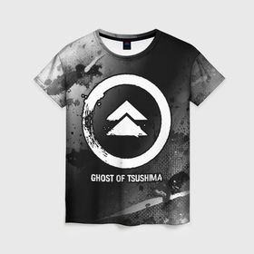 Женская футболка 3D с принтом Ghost of Tsushima glitch на темном фоне в Белгороде, 100% полиэфир ( синтетическое хлопкоподобное полотно) | прямой крой, круглый вырез горловины, длина до линии бедер | 