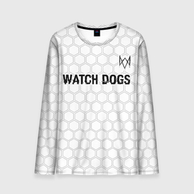 Мужской лонгслив 3D с принтом Watch Dogs glitch на светлом фоне посередине в Санкт-Петербурге, 100% полиэстер | длинные рукава, круглый вырез горловины, полуприлегающий силуэт | Тематика изображения на принте: 