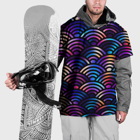 Накидка на куртку 3D с принтом Разноцветные волны чешуйки в Тюмени, 100% полиэстер |  | 