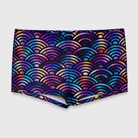 Мужские купальные плавки 3D с принтом Разноцветные волны чешуйки в Тюмени, Полиэстер 85%, Спандекс 15% |  | 