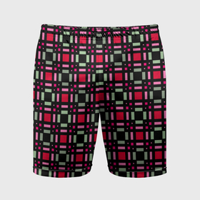 Мужские шорты спортивные с принтом Красно черный зеленый геометрический узор в Кировске,  |  | 