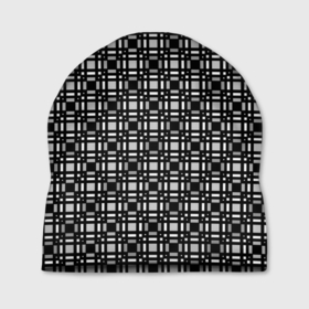 Шапка 3D с принтом Черно белый геометрический клетчатый узор в Петрозаводске, 100% полиэстер | универсальный размер, печать по всей поверхности изделия | 