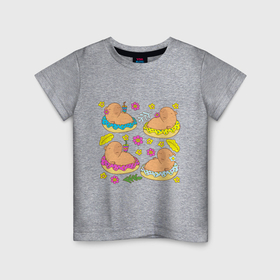 Детская футболка хлопок с принтом Капибара на семейном отдыхе в Курске, 100% хлопок | круглый вырез горловины, полуприлегающий силуэт, длина до линии бедер | 
