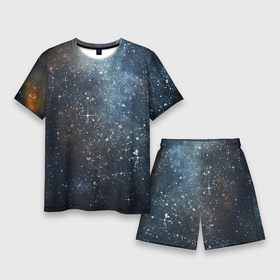 Мужской костюм с шортами 3D с принтом Темное космическое звездное небо в Санкт-Петербурге,  |  | 