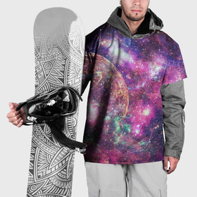 Накидка на куртку 3D с принтом Пурпурные космические туманности со звездами в Кировске, 100% полиэстер |  | 