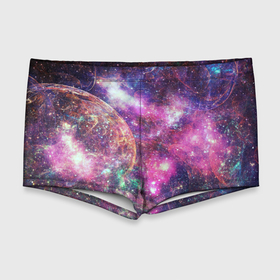 Мужские купальные плавки 3D с принтом Пурпурные космические туманности со звездами , Полиэстер 85%, Спандекс 15% |  | Тематика изображения на принте: 