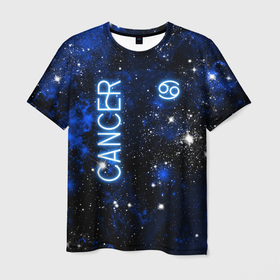 Мужская футболка 3D с принтом Рак   знак зодиака на тёмном фоне в Кировске, 100% полиэфир | прямой крой, круглый вырез горловины, длина до линии бедер | 