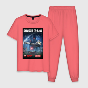 Мужская пижама хлопок с принтом Serious Sam 1   second encounter в Кировске, 100% хлопок | брюки и футболка прямого кроя, без карманов, на брюках мягкая резинка на поясе и по низу штанин
 | 