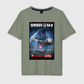 Мужская футболка хлопок Oversize с принтом Serious Sam 1   second encounter в Санкт-Петербурге, 100% хлопок | свободный крой, круглый ворот, “спинка” длиннее передней части | 