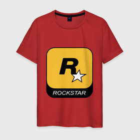 Мужская футболка хлопок с принтом Rockstar в Кировске, 100% хлопок | прямой крой, круглый вырез горловины, длина до линии бедер, слегка спущенное плечо. | 