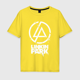 Мужская футболка хлопок Oversize с принтом Linkin Park   white в Санкт-Петербурге, 100% хлопок | свободный крой, круглый ворот, “спинка” длиннее передней части | 