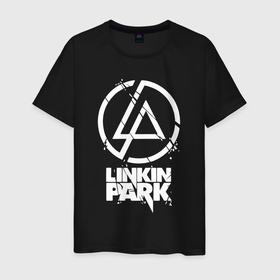 Мужская футболка хлопок с принтом Linkin Park   white в Новосибирске, 100% хлопок | прямой крой, круглый вырез горловины, длина до линии бедер, слегка спущенное плечо. | Тематика изображения на принте: 