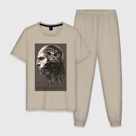 Мужская пижама хлопок с принтом Прометей   голова инженера в Тюмени, 100% хлопок | брюки и футболка прямого кроя, без карманов, на брюках мягкая резинка на поясе и по низу штанин
 | 