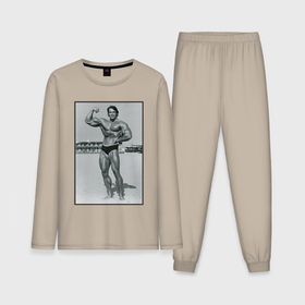 Мужская пижама с лонгсливом хлопок с принтом Mister Schwarzenegger в Кировске,  |  | Тематика изображения на принте: 