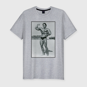 Мужская футболка хлопок Slim с принтом Mister Schwarzenegger в Кировске, 92% хлопок, 8% лайкра | приталенный силуэт, круглый вырез ворота, длина до линии бедра, короткий рукав | Тематика изображения на принте: 