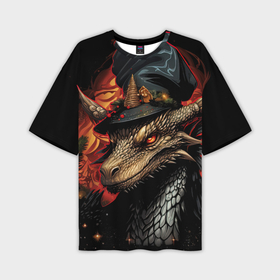 Мужская футболка oversize 3D с принтом Дракон зимнего леса в Санкт-Петербурге,  |  | 