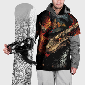 Накидка на куртку 3D с принтом Дракон зимнего леса в Санкт-Петербурге, 100% полиэстер |  | 