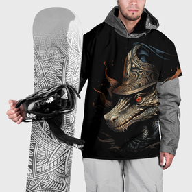 Накидка на куртку 3D с принтом Дракон вечной зимы в Кировске, 100% полиэстер |  | 