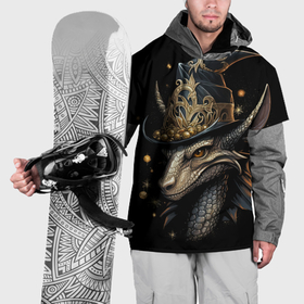Накидка на куртку 3D с принтом Дракон новогоднего волшебства , 100% полиэстер |  | Тематика изображения на принте: 