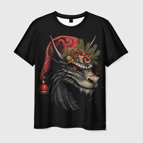 Мужская футболка 3D с принтом Дракон заколдованного леса , 100% полиэфир | прямой крой, круглый вырез горловины, длина до линии бедер | 