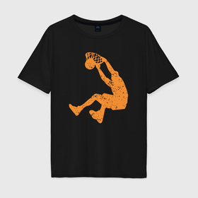 Мужская футболка хлопок Oversize с принтом Shaq dunk в Кировске, 100% хлопок | свободный крой, круглый ворот, “спинка” длиннее передней части | Тематика изображения на принте: 