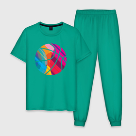 Мужская пижама хлопок с принтом Basketball colors в Курске, 100% хлопок | брюки и футболка прямого кроя, без карманов, на брюках мягкая резинка на поясе и по низу штанин
 | 