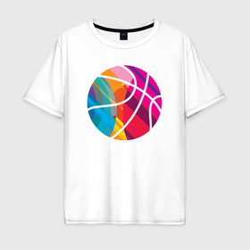 Мужская футболка хлопок Oversize с принтом Basketball colors в Екатеринбурге, 100% хлопок | свободный крой, круглый ворот, “спинка” длиннее передней части | Тематика изображения на принте: 