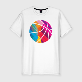 Мужская футболка хлопок Slim с принтом Basketball colors в Екатеринбурге, 92% хлопок, 8% лайкра | приталенный силуэт, круглый вырез ворота, длина до линии бедра, короткий рукав | Тематика изображения на принте: 