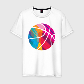 Мужская футболка хлопок с принтом Basketball colors в Санкт-Петербурге, 100% хлопок | прямой крой, круглый вырез горловины, длина до линии бедер, слегка спущенное плечо. | Тематика изображения на принте: 