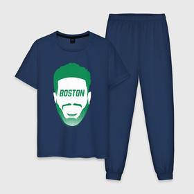 Мужская пижама хлопок с принтом Boston Tatum в Тюмени, 100% хлопок | брюки и футболка прямого кроя, без карманов, на брюках мягкая резинка на поясе и по низу штанин
 | Тематика изображения на принте: 