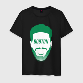 Мужская футболка хлопок с принтом Boston Tatum в Тюмени, 100% хлопок | прямой крой, круглый вырез горловины, длина до линии бедер, слегка спущенное плечо. | Тематика изображения на принте: 