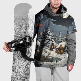 Накидка на куртку 3D с принтом Волшебство новогодней ночи , 100% полиэстер |  | Тематика изображения на принте: 