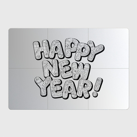 Магнитный плакат 3Х2 с принтом Happy new year надпись в Курске, Полимерный материал с магнитным слоем | 6 деталей размером 9*9 см | 