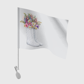 Флаг для автомобиля с принтом Серые сапоги с цветами , 100% полиэстер | Размер: 30*21 см | 
