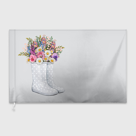 Флаг 3D с принтом Серые сапоги с цветами , 100% полиэстер | плотность ткани — 95 г/м2, размер — 67 х 109 см. Принт наносится с одной стороны | 