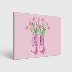 Холст прямоугольный с принтом Розовый цветы в ботинках в Тюмени, 100% ПВХ |  | 