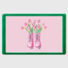 Магнит 45*70 с принтом Розовый цветы в ботинках в Тюмени, Пластик | Размер: 78*52 мм; Размер печати: 70*45 | 